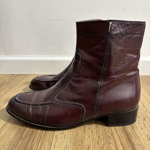 Botany 500 Ankle Beatle Boots Men’s Sz 12M Burgundy Leather Side Zip